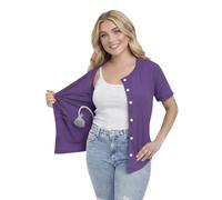 Chemise pour mastectomie avec poches de drainage après chirurgie - Chemise boutonnée postopératoire avec gestion du drain, violet, XX-Large