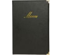 SECURIT - Porte-Menu Classic Line - 1 Insert Fixe Double Face = 4 Pages A4 - Possibilité d'Ajout d'Inserts Supplémentaires - Pour Café, Bar, Restaurant - Similicuir PU - Coloris Noir