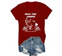 Chemise « Pray for Hawaii After The Wave Comes Hope », T-shirt d'avertissement de tsunami, après la vague vient espoir chemises, Bordeaux (col en V), XXL