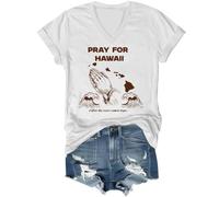 Chemise « Pray for Hawaii After The Wave Comes Hope », T-shirt d'avertissement de tsunami, après la vague vient espoir chemises, Blanc (col en V), XL