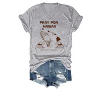 Chemise « Pray for Hawaii After The Wave Comes Hope », T-shirt d'avertissement de tsunami, après la vague vient espoir chemises, Gris (col en V), L