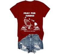 Chemise « Pray for Hawaii After The Wave Comes Hope », T-shirt d'avertissement de tsunami, après la vague vient espoir chemises, bordeaux, XXL