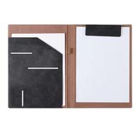 Chemise professionnelle A4 en cuir avec clip for signature de contrat, classeur de données et rangement de fichiers(Black)
