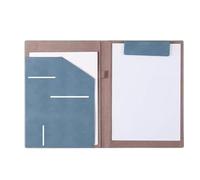 Chemise professionnelle A4 en cuir avec clip for signature de contrat, classeur de données et rangement de fichiers(Blue)