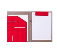Chemise professionnelle A4 en cuir avec clip for signature de contrat, classeur de données et rangement de fichiers(Red)