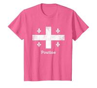 Chemise Québec Poutine - Drapeau Québec - Fluer de Lys T-Shirt, Enfant, Rose Chiné, 3 Ans