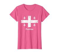 Chemise Québec Poutine - Drapeau Québec - Fluer de Lys T-Shirt, Femme, Rose Chiné, M