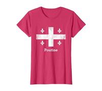 Chemise Québec Poutine - Drapeau Québec - Fluer de Lys T-Shirt, Femme, Rouge Chiné, XS