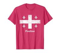 Chemise Québec Poutine - Drapeau Québec - Fluer de Lys T-Shirt, Homme, Rouge Chiné, 3XL