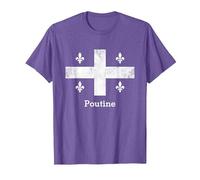 Chemise Québec Poutine - Drapeau Québec - Fluer de Lys T-Shirt, Homme, Violet Chiné, M
