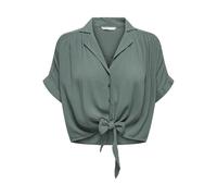 Chemise raccourcie à Noeud et col de Chemise élégant, Uniquement pour Femmes, Couleurs:Vert-3, Taille:S