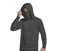 Chemise Randonnée Homme - Upf 50+ Anti-Uv avec Masque Protection Solaire Full Zip Pull Sweats à Capuche à Séchage Rapide Fonctionnelle Léger Active Quick Dry Chemise Natation la pêche en Plein air