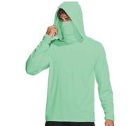 Chemise Randonnée Homme - Upf 50+ Anti-Uv avec Masque Protection Solaire Full Zip Pull Sweats à Capuche à Séchage Rapide Fonctionnelle Léger Active Quick Dry Chemise Natation la pêche en Plein air