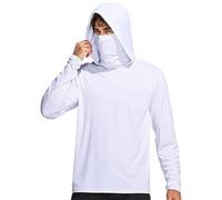 Chemise Randonnée Homme - Upf 50+ Anti-Uv avec Masque Protection Solaire Full Zip Pull Sweats à Capuche à Séchage Rapide Fonctionnelle Léger Active Quick Dry Chemise Natation la pêche en Plein air