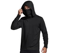 Chemise Randonnée Homme - Upf 50+ Anti-Uv avec Masque Protection Solaire Full Zip Pull Sweats à Capuche à Séchage Rapide Fonctionnelle Léger Active Quick Dry Chemise Natation la pêche en Plein air
