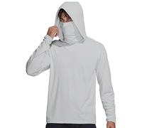 Chemise Randonnée Homme - Upf 50+ Anti-Uv avec Masque Protection Solaire Full Zip Pull Sweats à Capuche à Séchage Rapide Fonctionnelle Léger Active Quick Dry Chemise Natation la pêche en Plein air