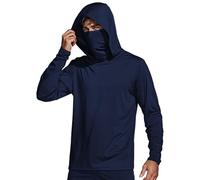 Chemise Randonnée Homme - Upf 50+ Anti-Uv avec Masque Protection Solaire Full Zip Pull Sweats à Capuche à Séchage Rapide Fonctionnelle Léger Active Quick Dry Chemise Natation la pêche en Plein air