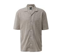 Chemise rayÃ©e en coton texturÃ© col bohÃšme QS Beige XL
