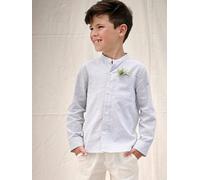 Chemise rayée col Mao garçon rayé vert 4A