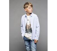 Chemise rayée manches longues Garçon Jonen rayé bleu 8A