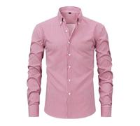 Chemise rayée pour homme - Coupe ajustée - Infroissable - Couleur unie - Pour les loisirs - Pour le travail et les loisirs, Rosa-e, M
