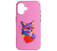 Chemise Renard - Motif tête de Renard colorée et cœur Coque pour iPhone 16