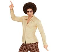 Chemise rétro années 70 avec ou sans motif pour homme - Costume disco des années 70 - Taille : XXL - Couleur : beige