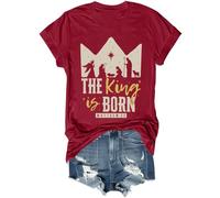 Chemise rétro « The King is Born » pour homme et femme, bordeaux, M