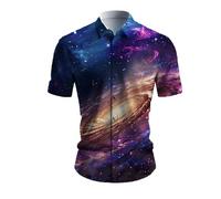 Chemise sans Repassage Homme - Chemise Homme Manches Longues Casual Impression 3D Motif Hawaii Style décontracté Automne Univers Confortable