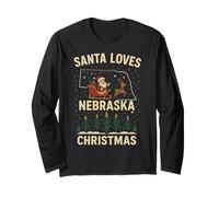 Chemise Santa Nebraska NE Sleigh Ride Holiday Lights T-Shirt Manche Longue