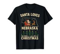 Chemise Santa Nebraska NE Sleigh Ride Holiday Lights T-Shirt T-Shirt