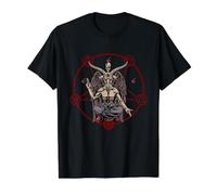 Chemise satanique Occulte Satan Baphomet Pentagramme 666 Antichrist T-Shirt Graphique avec Valeur, Homme, Noir, L