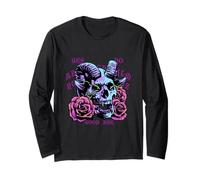 Chemise satanique Satan Baphomet Tête de Mort et Roses Occulte Sataniste Manche Longue