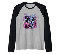 Chemise satanique Satan Baphomet Tête de Mort et Roses Occulte Sataniste Manche Raglan