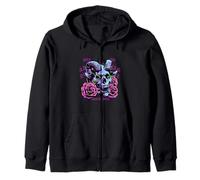 Chemise satanique Satan Baphomet Tête de Mort et Roses Occulte Sataniste Sweat à Capuche