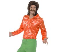 Chemise Satinée Orange Fluo Homme Large Multicolore