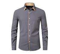 Chemise Slim Fit Homme à Simple Boutonnage, Blouse Homme Manches Longues pour d'affaires Business Haut Chic Classique Basic Polyvalent de Mode Respirant Top Décontractés Regular Coupe Tuniques