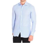 Chemise slim manches longues col revers DANIELLE3 homme-Rayures bleu-blanc 38