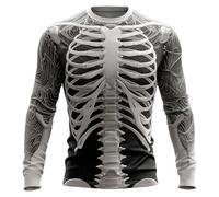 Chemise squelette d'Halloween pour homme avec motif 3D, gris, M