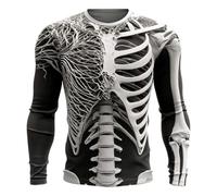 Chemise squelette d'Halloween pour homme avec motif 3D, Noir , 5XL