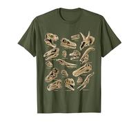 Chemise Squelette Dinosaure fossile Dinosaure crâne os paléontologie T-Shirt, Homme, Olive, 3XL