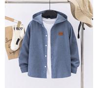 Chemise Sweat-shirt ample à applique en velours côtelé pour garçon préadolescent, style décontracté automne/hiver 6Y,7Y,8Y,9Y,10Y,11-12Y,13-14YLettresTissu tissé