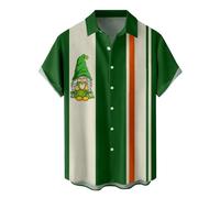 Chemise tendance pour homme avec imprimé 3D Saint Day Happy Pattern Casual et revers Chemise à manches courtes Chemise grand-père, vert menthe, XL