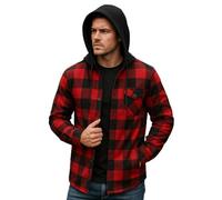Chemise Thermique à Capuche, Motif Carreaux Rouge et Noir, Style Canada - LesTrésors d'érable (FR/ES, Alpha/Lettres, M, Taille Normale, Taille Normale)