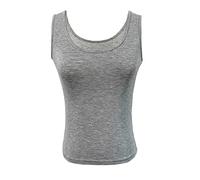 Chemise thermique pour femme - Chemisier ample décontracté et solide - Col rond - Sans manches - Vêtement de nuit respirant et élastique - Couche de base pour l'extérieur - Cadeau de Noël, gris, XXL