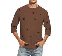 Chemise thermique pour homme Automne Hiver Chaud Tops Automne et Hiver Hommes Jeunes Mode T-shirt Sportif Imprimé Étoiles Haut pour Maison Intérieur Extérieur Halloween, kaki, 3XL