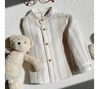 Chemise tissée à col montant rayée à manches longues pour bébé garçon/fille, Top rayé polyvalent et confortable pour tous les jours, adapté pour l'intérieur, l'extérieur, le quotidien, les sports, les