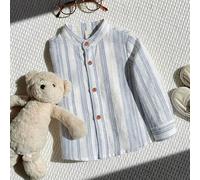 Chemise tissée à manches longues avec col rayé pour bébé garçon/fille, Top rayé polyvalent et confortable pour tous les jours, adapté pour l'intérieur, l'extérieur, le quotidien, les sports, les jeux,