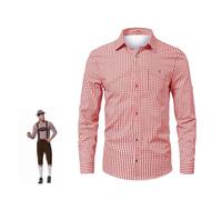 Chemise Traditionnelle Bavaroise Oktoberfest Infroissable - Coupe Droite - Chemise à Carreaux à Manches Longues pour Homme - Blouse Respirant Classique Ecossaise - pour la fête et Tous Les Jours