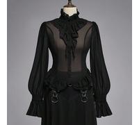 Chemise transparente de style gothique médiéval de palais pour femmes grandes tailles avec col Mao 1XL,2XL,3XL,4XLUnicoloreTissu tissé